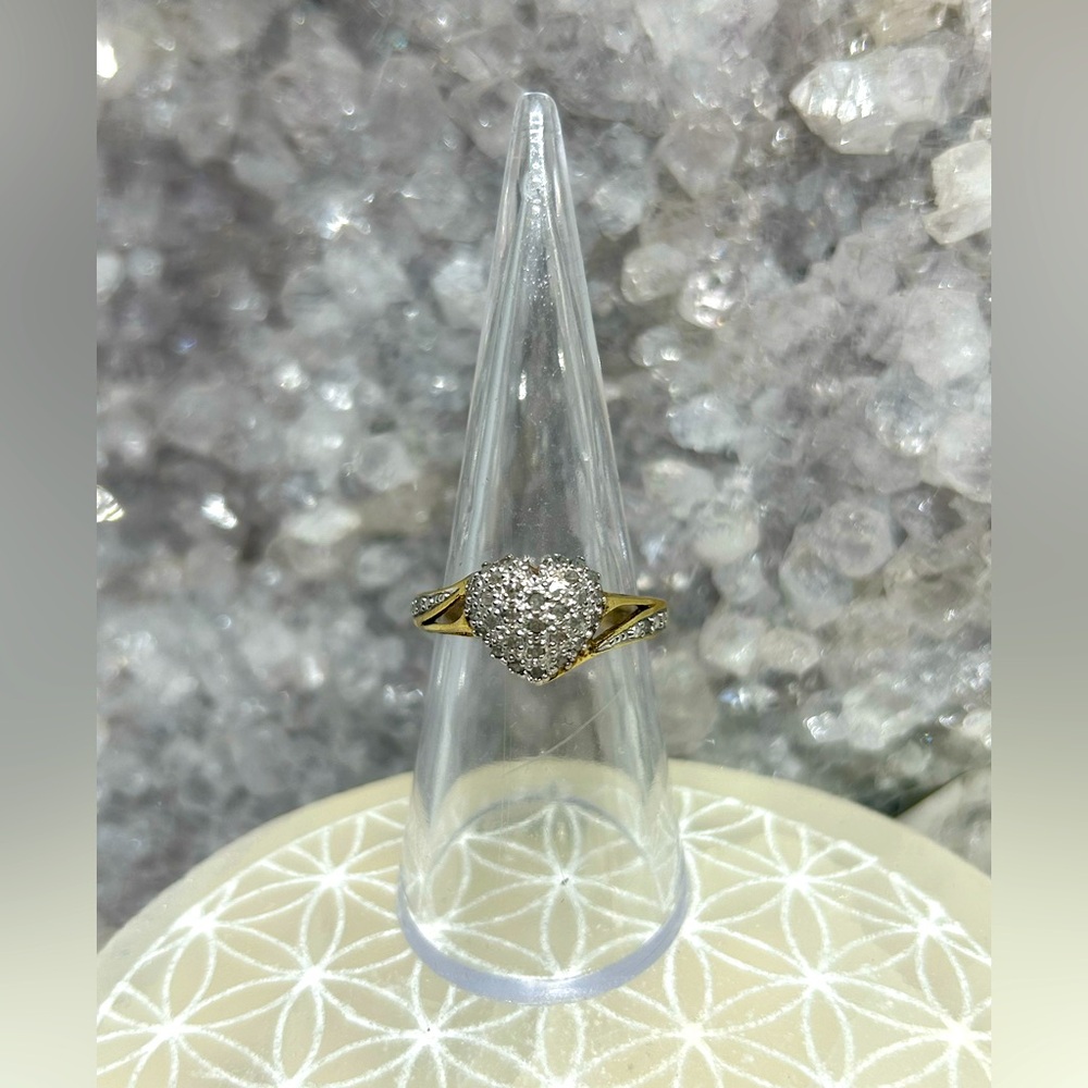 Vintage Diamond Heart Ring 925